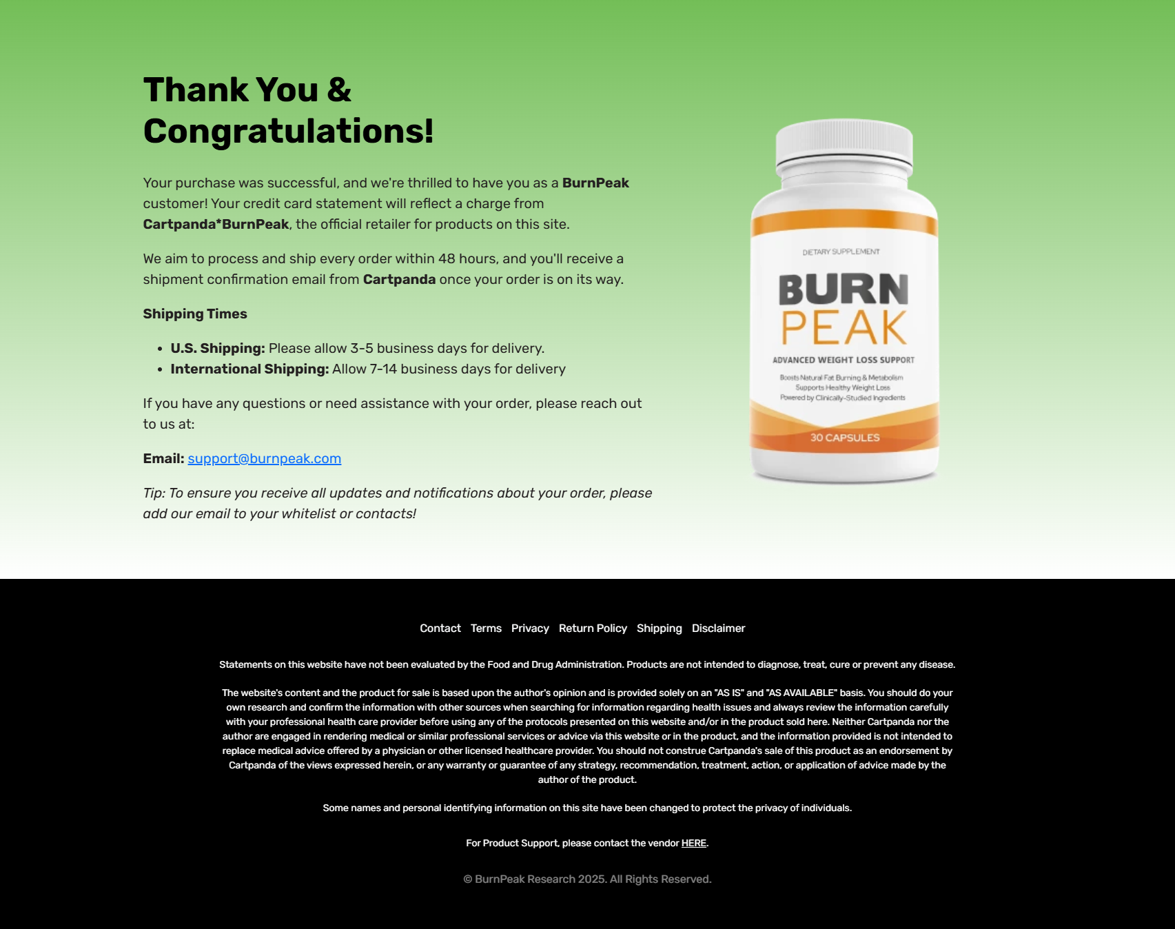 BurnPeak - CPDA - Thank you